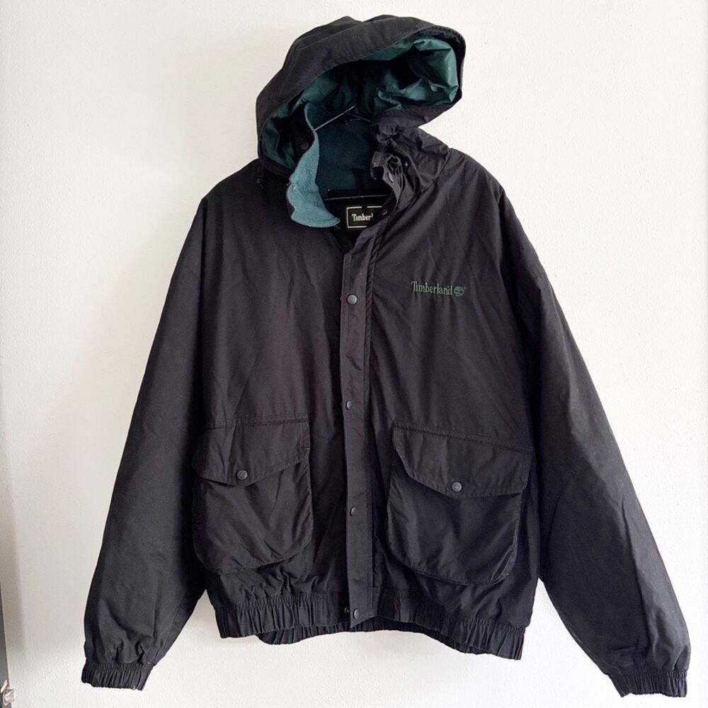 Vintage Timberland 1997 Winter Coat Fleece Lined Snap Pockets Retro Y2K 90's